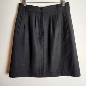 Giorgio Sant'Angelo Vintage Womens Black Pleated Wool Skirt w/Pockets-Size 8